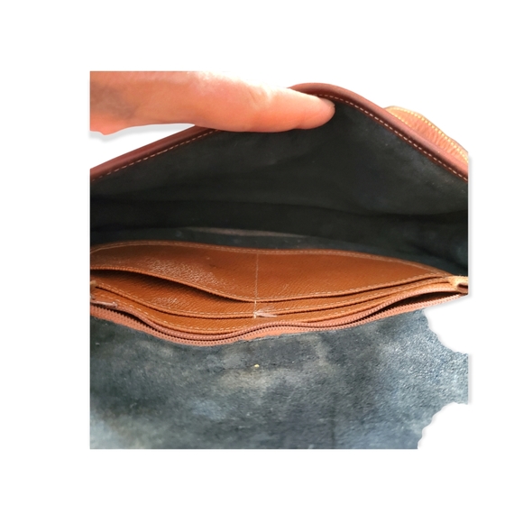 Dooney And Burke Crossbody strap purse navy blue and brown pebble leather - Picture 5 of 7